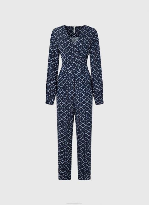 Pepe Jeans Long Jumpsuit With Geometric Print Women Multi Z22X199