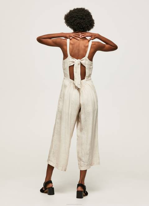 Pepe Jeans Long Jumpsuit With Heart Neckline Women Stone Z22X153