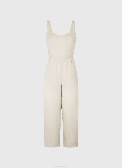 Pepe Jeans Long Jumpsuit With Heart Neckline Women Stone Z22X153