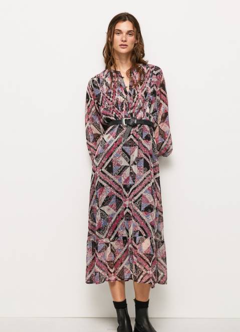 Pepe Jeans Midi Dress With Paisley Details Women Multi Z22X180