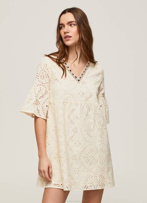 Pepe Jeans Padma Dress With Openwork Details Women Buttermilk Z22X152