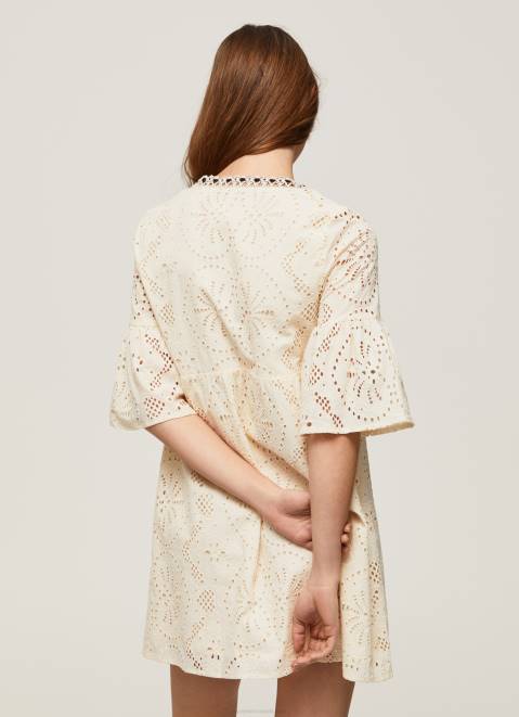 Pepe Jeans Padma Dress With Openwork Details Women Buttermilk Z22X152