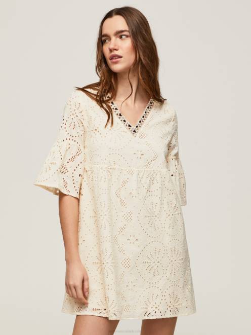 Pepe Jeans Padma Dress With Openwork Details Women Buttermilk Z22X152