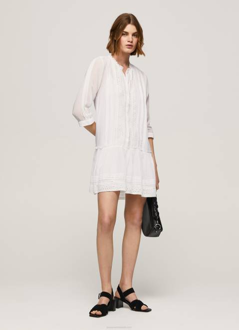 Pepe Jeans Patris Dress With Openwork Details Women White Z22X148