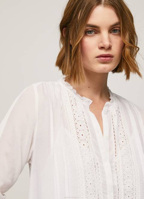 Pepe Jeans Patris Dress With Openwork Details Women White Z22X148