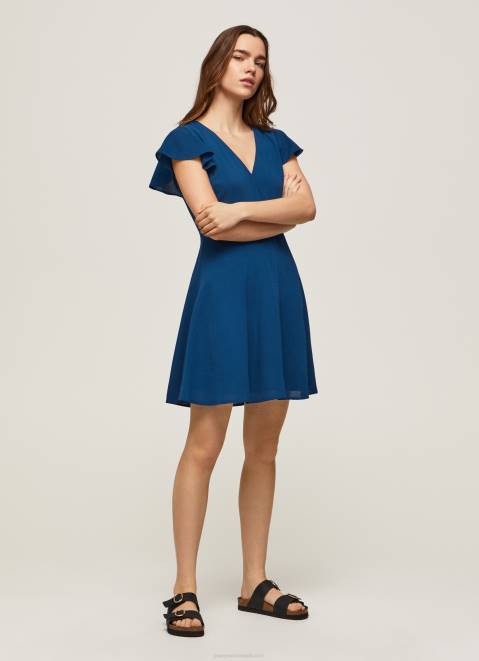 Pepe Jeans Patrizia Crossed Collar Dress Women Ocean Z22X197