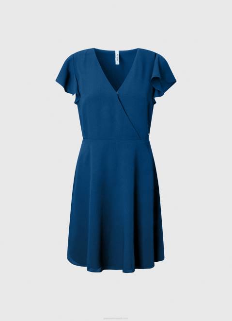 Pepe Jeans Patrizia Crossed Collar Dress Women Ocean Z22X197