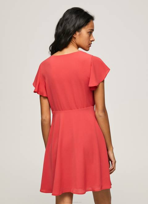 Pepe Jeans Patrizia Crossed Collar Dress Women Studio Red Z22X166