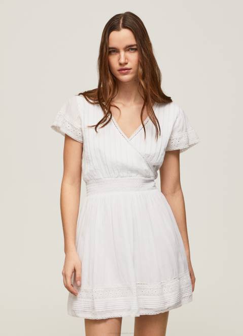 Pepe Jeans Poete Embroidered Cotton Dress Women White Z22X165