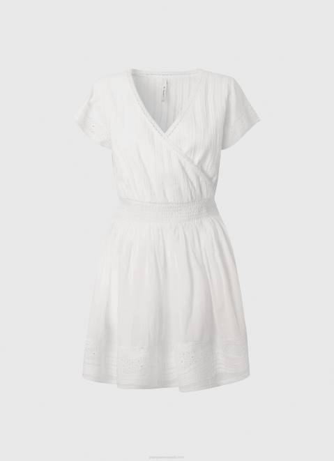 Pepe Jeans Poete Embroidered Cotton Dress Women White Z22X165