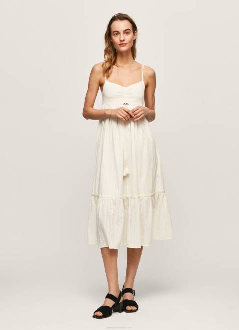 Pepe Jeans Prue Cotton Dobby Dress Women White Z22X221