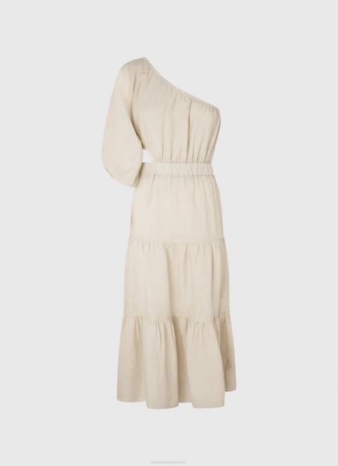 Pepe Jeans Pua Asymmetrical Linen Dress Women Stone Z22X202