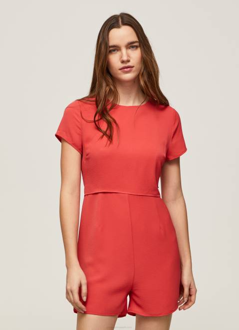 Pepe Jeans Short Crepe Jumpsuit Women Studio Red Z22X203