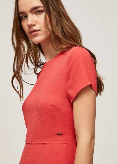 Pepe Jeans Short Crepe Jumpsuit Women Studio Red Z22X203