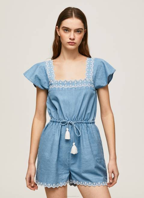 Pepe Jeans Short Denim Jumpsuit Women Blue Z22X191