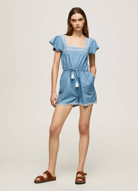 Pepe Jeans Short Denim Jumpsuit Women Blue Z22X191