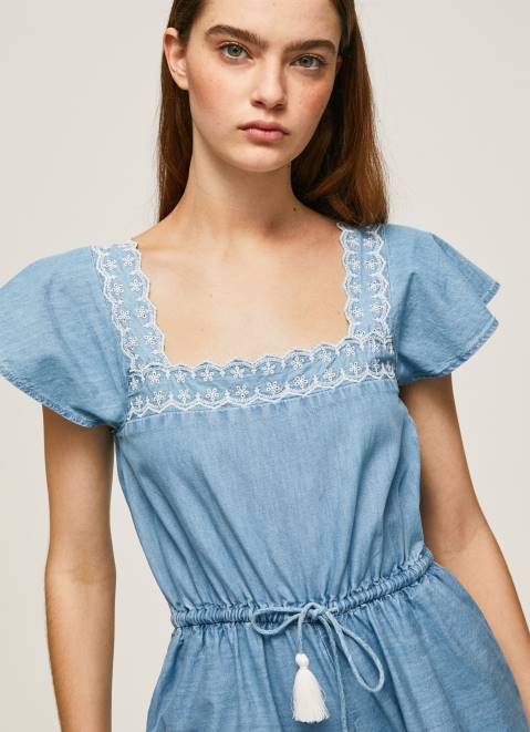 Pepe Jeans Short Denim Jumpsuit Women Blue Z22X191