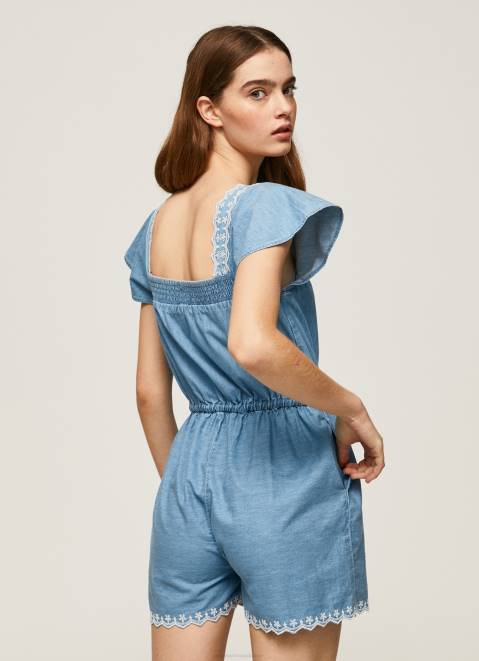 Pepe Jeans Short Denim Jumpsuit Women Blue Z22X191