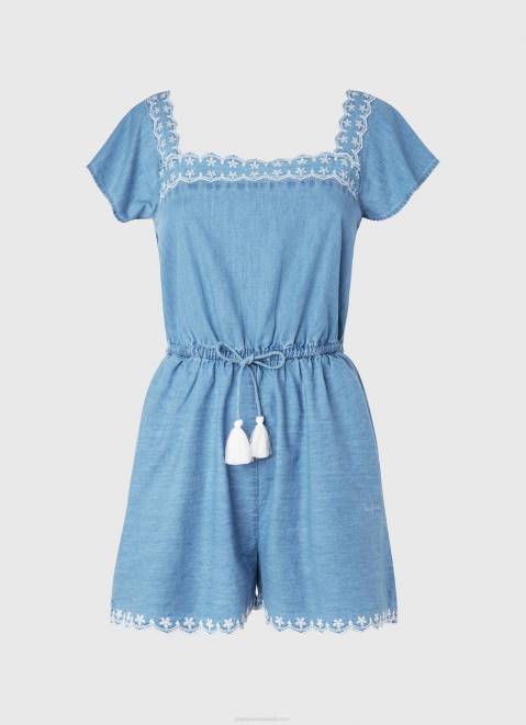 Pepe Jeans Short Denim Jumpsuit Women Blue Z22X191