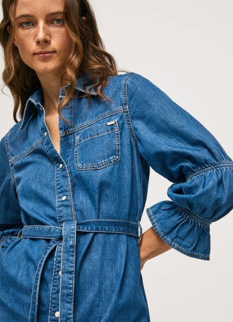 Pepe Jeans Short Denim Shirt Dress Women Denim Z22X101