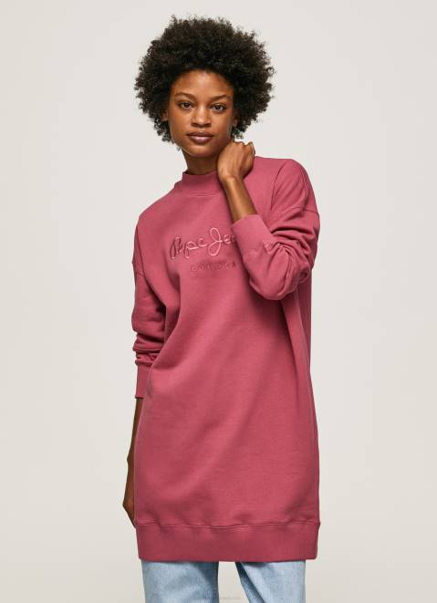 Pepe Jeans Short Jumper Dress With Logo Women Dark Blush Z22X205