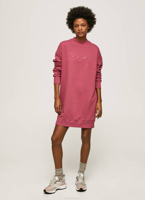 Pepe Jeans Short Jumper Dress With Logo Women Dark Blush Z22X205