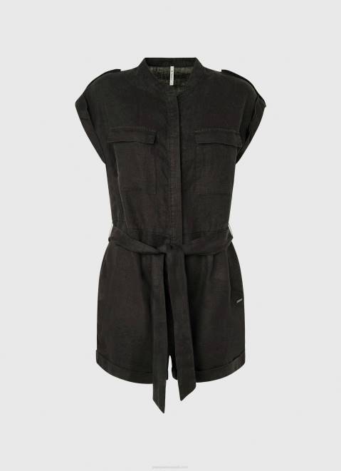 Pepe Jeans Short Jumpsuit With Belt Women Black Z22X177