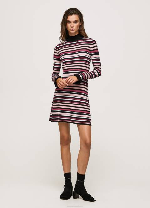 Pepe Jeans Short Striped Knit Dress Women Multi Z22X174