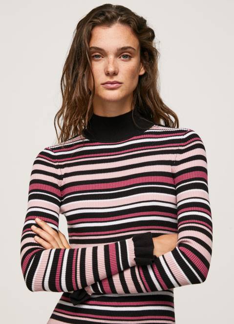 Pepe Jeans Short Striped Knit Dress Women Multi Z22X174