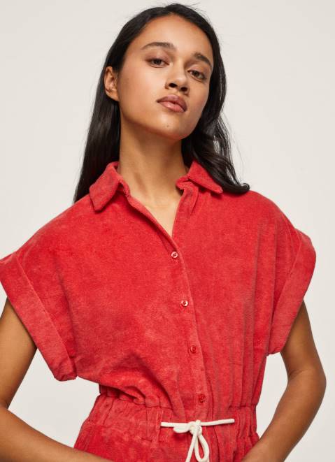 Pepe Jeans Short Velvet Jumpsuit Women Studio Red Z22X210