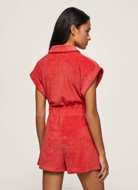 Pepe Jeans Short Velvet Jumpsuit Women Studio Red Z22X210
