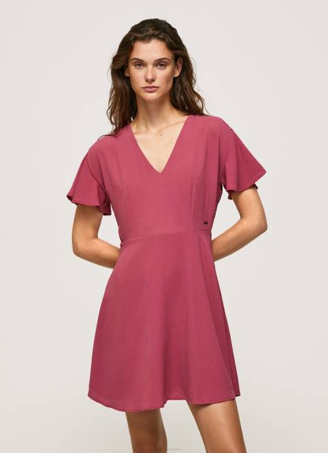 Pepe Jeans V Neck Short Dress Women Dark Blush Z22X196