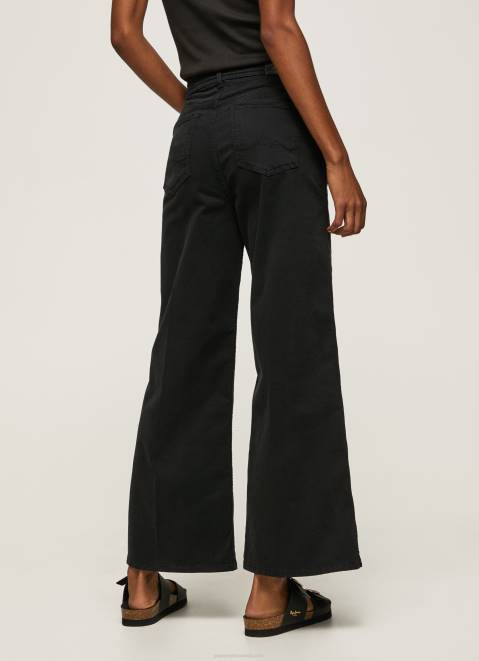 Pepe Jeans Flared Cotton Trousers Women Black Z22X313