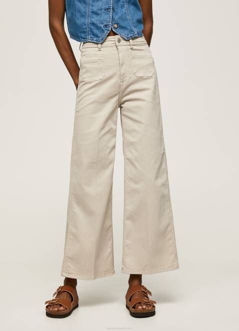 Pepe Jeans Flared Cotton Trousers Women Stone Z22X312