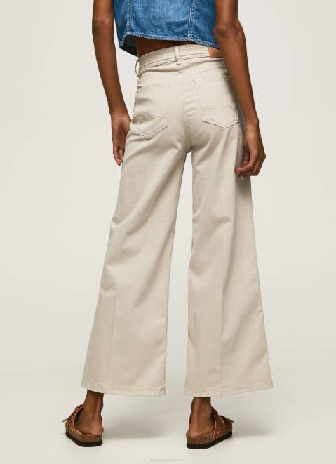 Pepe Jeans Flared Cotton Trousers Women Stone Z22X312