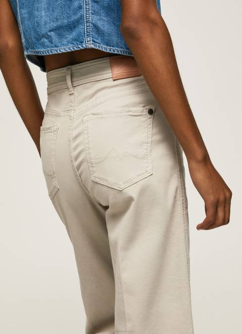 Pepe Jeans Flared Cotton Trousers Women Stone Z22X312