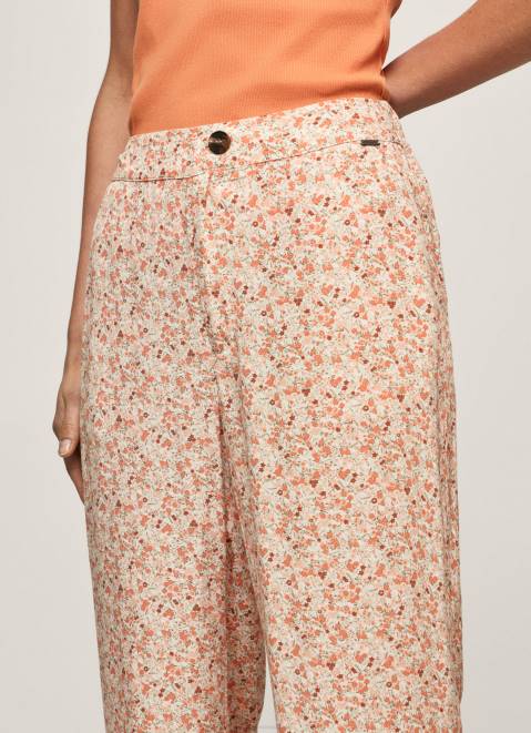Pepe Jeans Floral Print Straight Trousers Women Multi Z22X314