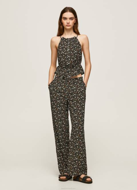 Pepe Jeans Floral Print Wide Trousers Women Multi Z22X292
