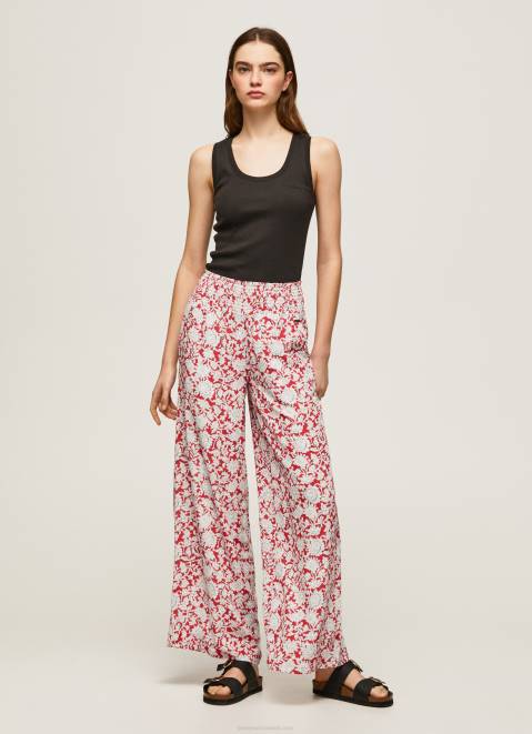 Pepe Jeans Floral Print Wide Trousers Women Multi Z22X304