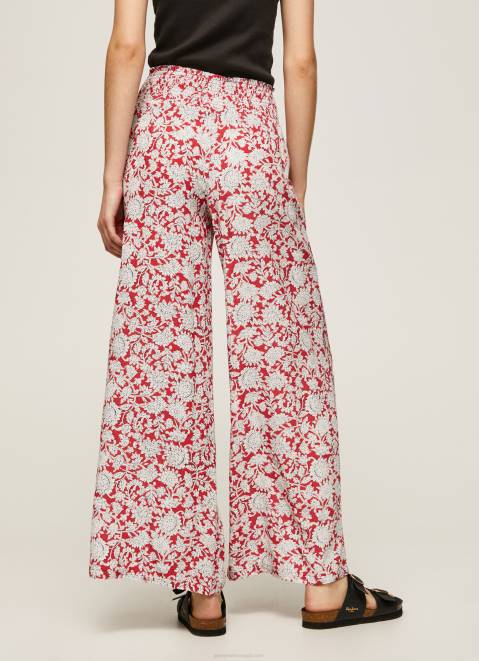 Pepe Jeans Floral Print Wide Trousers Women Multi Z22X304