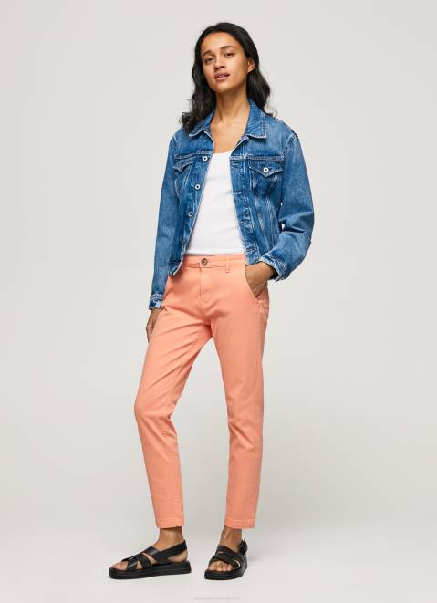 Pepe Jeans Maura Regular Chino Trousers Women Peach Z22X308