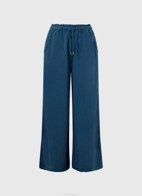 Pepe Jeans Paper Bag Wide Trousers Women Ocean Z22X302