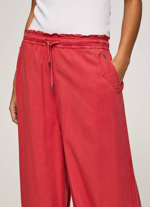 Pepe Jeans Paper Bag Wide Trousers Women Studio Red Z22X303