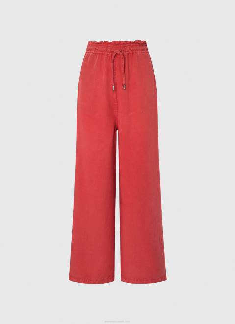 Pepe Jeans Paper Bag Wide Trousers Women Studio Red Z22X303