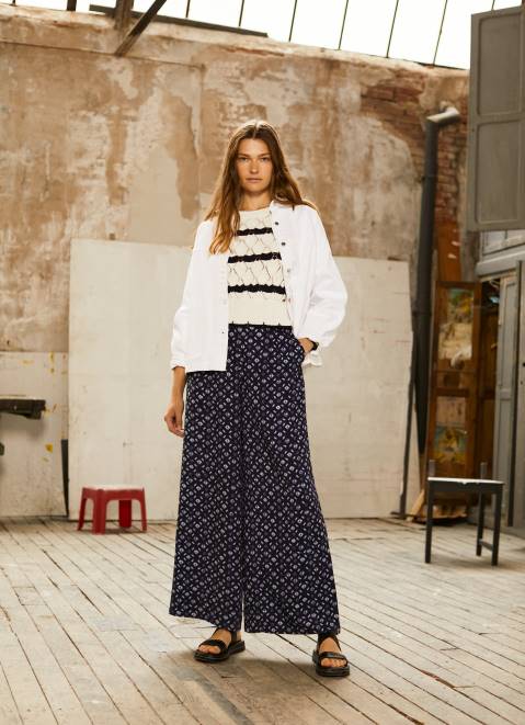 Pepe Jeans Printed Wide Trousers Women Multi Z22X300