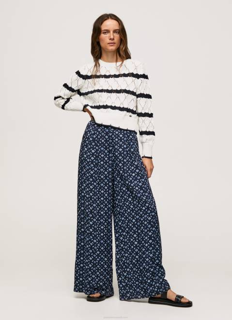 Pepe Jeans Printed Wide Trousers Women Multi Z22X300