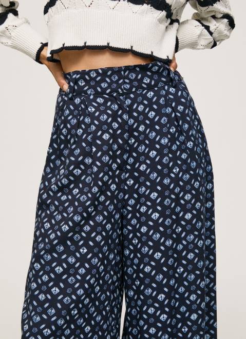 Pepe Jeans Printed Wide Trousers Women Multi Z22X300