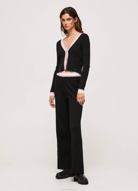 Pepe Jeans Ribbed Knit Trousers Women Black Z22X306
