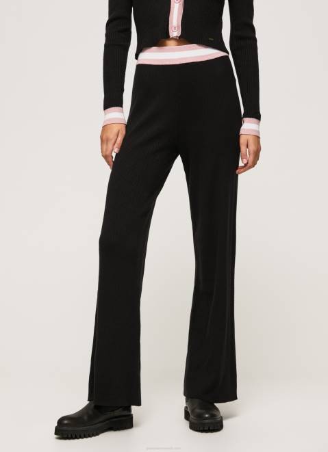 Pepe Jeans Ribbed Knit Trousers Women Black Z22X306