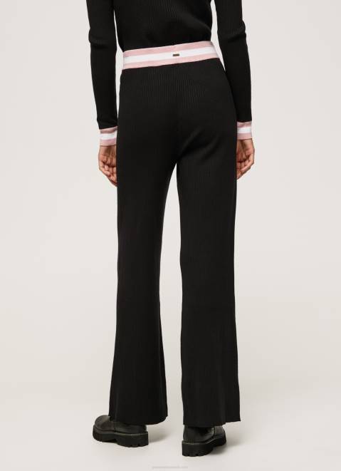 Pepe Jeans Ribbed Knit Trousers Women Black Z22X306